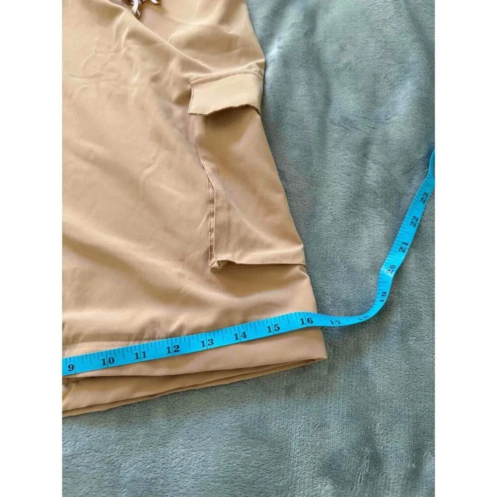 Fabletics Tan Utility Jumpsuit Sleeveless Zipper Pockets Belted Womens Size 4X - Picture 9 of 9